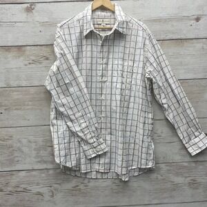 Fairway & Greene The Club Mens Black‎ White Checked Button Down Shirt Cotton XL